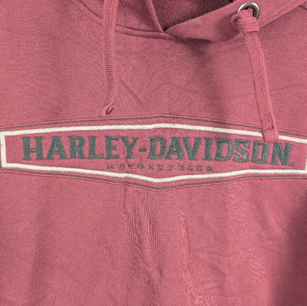 Vintage Y2K Harley Davidson Embroidered Hoodie - Large - Picture 2 of 6